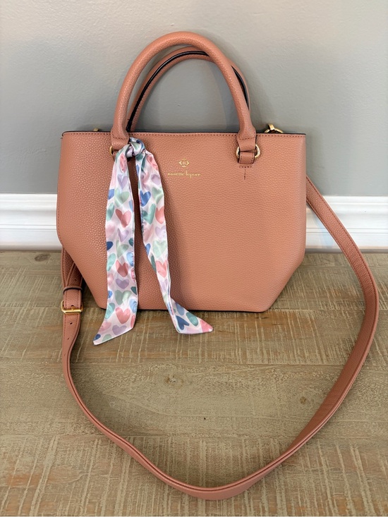 Nanette Lepore Handbags - Nanette Lepore Pink Faux Leather Handbag with Attached Scarf